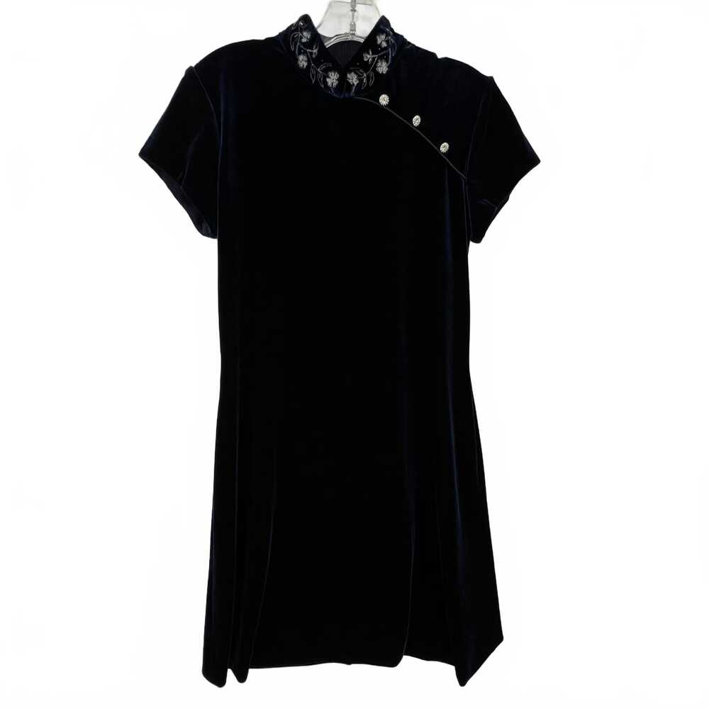 Arianna by Teresa Page Navy Velvet Embroidered Dress | Women’s Regular 10